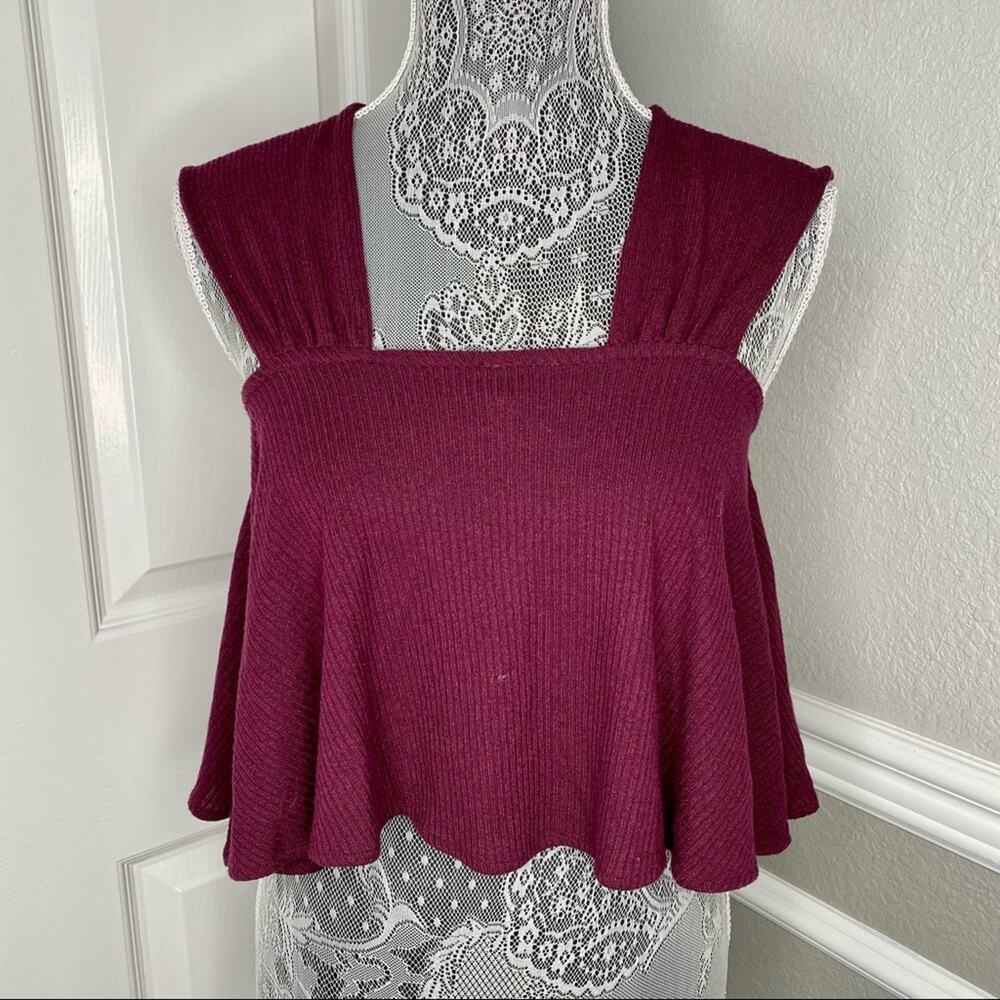 FREE PEOPLE Womens XS Ribbed Square Neck Reversible Flowy Crop Tank Top - Picture 4 of 8